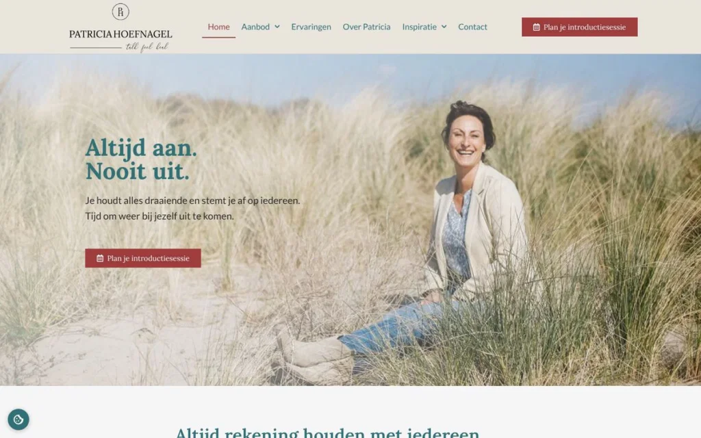 Website Patricia Hoefnagel, gemaakt door NOMAXX